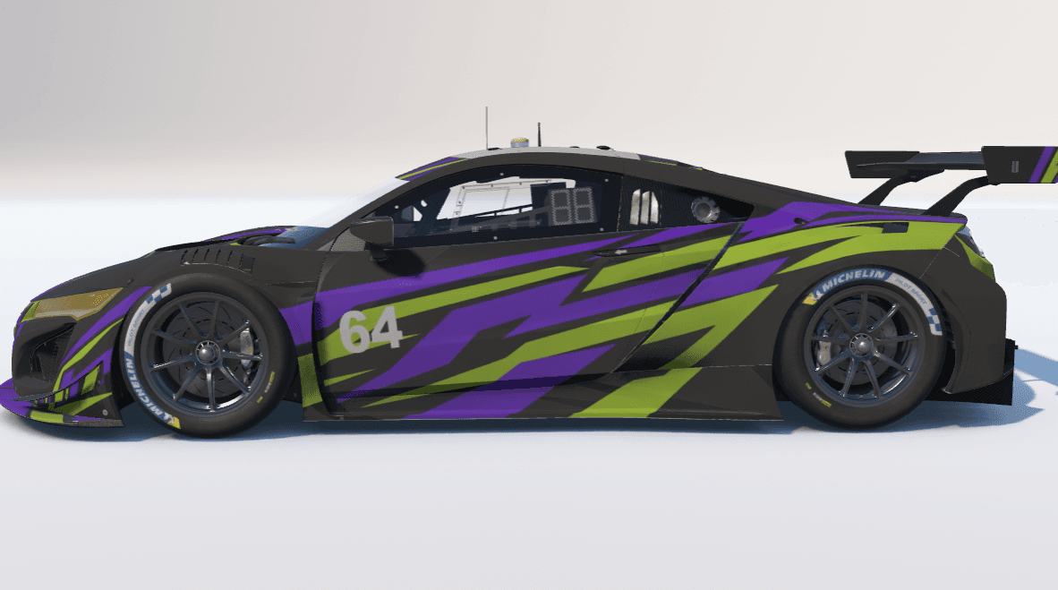 Turquoise, orange and navy Acura NSX GT3 EVO 22 livery inspected in iRacing